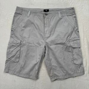 Calvin Klein Cargo Shorts Mens 42 Gray 100% Cotton Multi Pocket Utility Casual